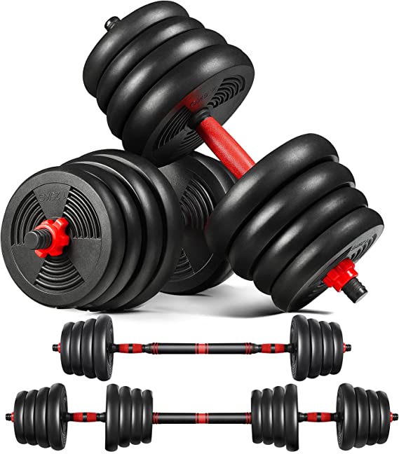 MOVTOTOP Adjustable Dumbbells Set, Barbell Set 5/15/20/33/44/66 lbs with Connecting Rod, Non-Slip 3 in 1 Weight Dumbbell Set, Home Fitness/Gym Workout Free Weight Set for Men Women Exercises Training