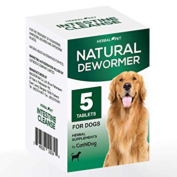 Health Supplements | Natural Dog Dewormer Alternative | Intestinal Cleanse | Works for Puppy, Small, Medium and Large Dog | 5 Tablets