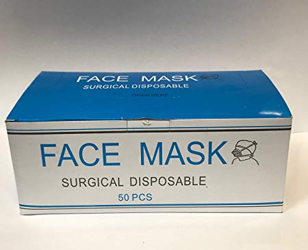 50PCS Disposable Face Mask Surgical Medical Dental Mask Industrial Loop Dust Mask 3PLY