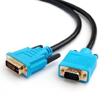 2M DVI DVI-I to VGA MonitorTV Cable Premium Quality Twin Ferrite Gold Plated Black lead with Blue Connectors Genuine CPO Branded Product