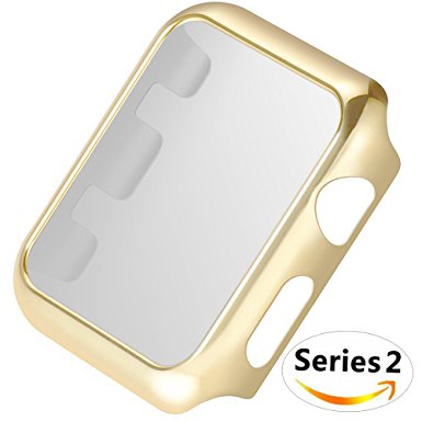 Apple Watch Series 2 Case, UniqueKay Stylish PC Touch Screen Full Cover Plated Polished Finished Case for Apple Watch S2 (For Apple Watch Series 2 - 42mm Gold)