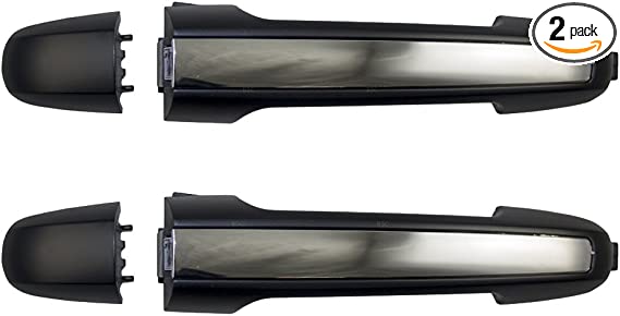 Pair Set Outside Exterior Rear Door Handles Black Lever w/Chrome Insert Replacement for Hyundai Sonata 82651-3K500