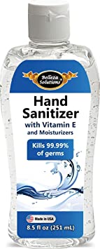 Belleza Solution Hand Sanitizer Gel with 70% V/V Alcohol Based, Vitamin E & Moisturizers, 8.5 OZ (251 ml)
