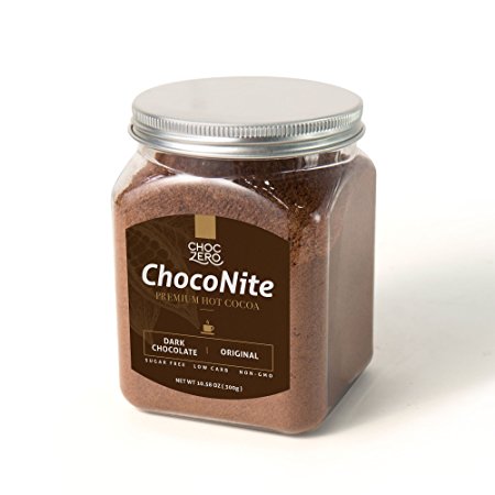 ChocZero's ChocoNite Premium Hot Cocoa. Dark Chocolate Original. Sugar free, Low Carb. All Natural, Non-GMO. Best Keto Drink