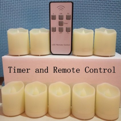 LAPROBING 9 Pcs LED Battery Operated Flickering Timer Feature Flameless Candles 180 Hours of Extended Timer Light with Remote Control for Wedding Decorations Centerpieces Birthday Parties