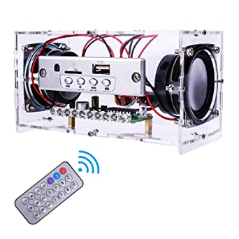 MiOYOOW DIY Bluetooth-Compatible Speaker Kit with LED Flashing Light Soldering Project USB Mini Home Stereo Sound Amplifier DIY Kits for Leaning Electronic Soldering School Education (LED Flashing)