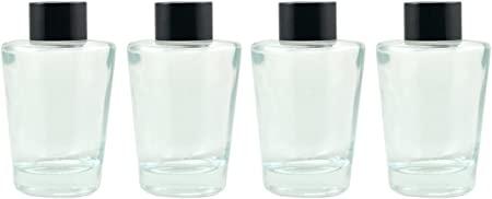 Simoutal 4pcs 100ml Inverted Cone Glass Diffuser Bottles, Home Fragrance Empty Scented Oil Container