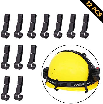 Helmet Light Clips for Headlamp, Headlamp Hook, Hard Hat Light Clip, Hardhat Headlamp Accessory, Easily Mount Headlamp on Narrow-Edged Helmet (12 Pack)