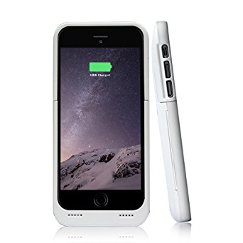BSWHW Slim Rechargeable Power Bank 3500mAh External Battery Charger Powered Backup Pack for iphone 6 Built-in Portective 4.7inch Case (White)