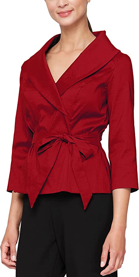 Alex Evenings Women's Stretch Taffeta Blouse