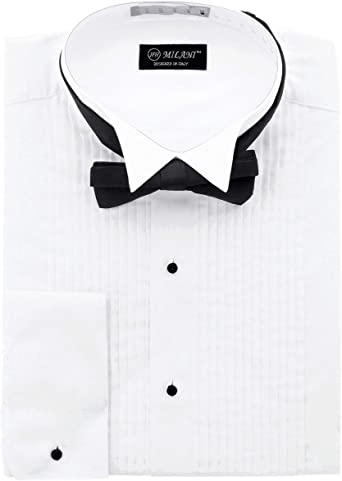 Milani Men's Tuxedo Shirt with French Cuffs and Bow Tie