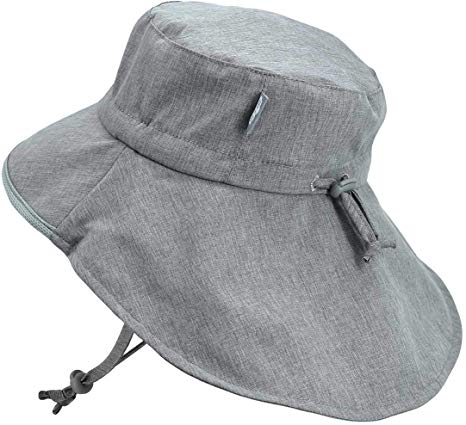 Baby Toddler Kids Wide Brim 50  UPF Sun-Hat with Neck Flap Chin-Strap Adjustable