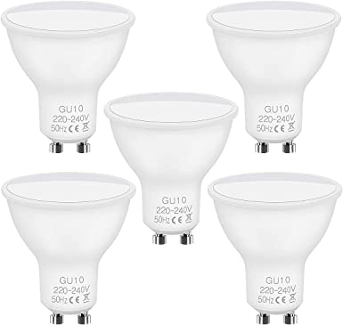 Vicloon GU10 LED Light Bulbs, 5 pcs 6W GU10 LED Bulb, 40W Incandescent Bulb Equivalent, 50W Halogen Bulb Equivalent, Cold White 6500K, 450lm, 120°Beam Angle, No Dimmable [Energy Class A ]