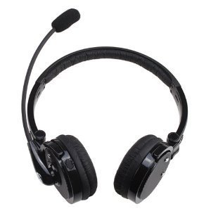 ECSEM Stereo Dual Ear Bluetooth Wireless Handsfree Foldable Headphones Over the Head, Boom Mic Microphone and 12 Hour Talk Time & 4 x Noise Cancelling for Cell Phones/computers (Black)