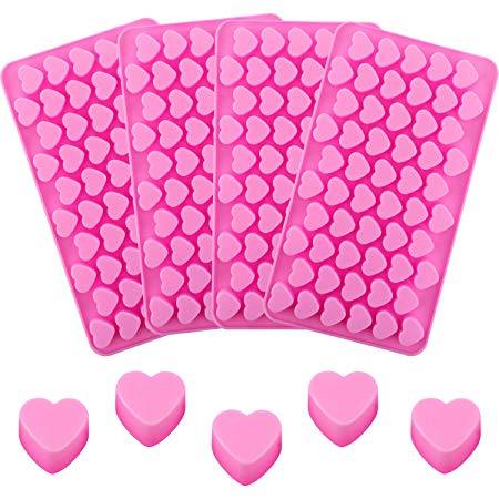 Tatuo 4 Pieces Heart Shape Silicone Molds Valentine's Chocolate Candy Molds Baking Jelly Mold for Party Cake Decoration