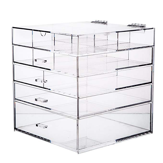 Cq acrylic Large 5 Tier Drawer Acrylic Makeup Organizer 10"x10"x11",Pack of 1