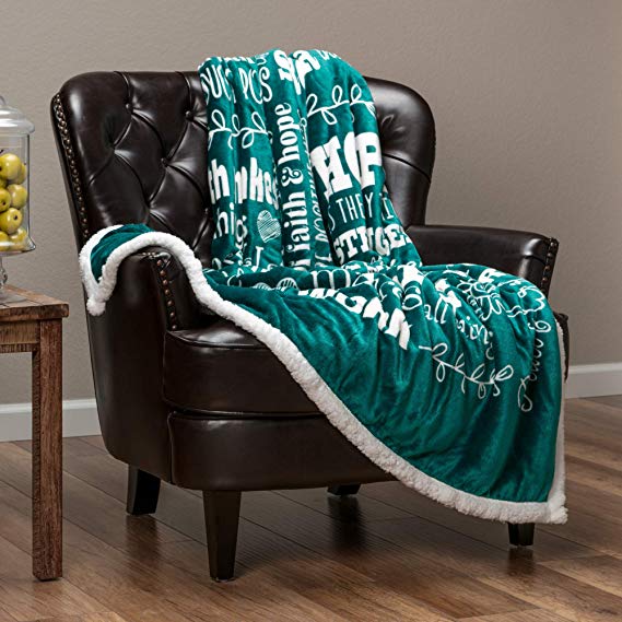 Chanasya Hope and Faith Prayer Inspirational Message Gift Throw Blanket - Posivite Energy Love Comfort Caring Cozy Thoughtful Uplifting Healing Gift for Best Friend Women Men - TealGreen Throw Blanket