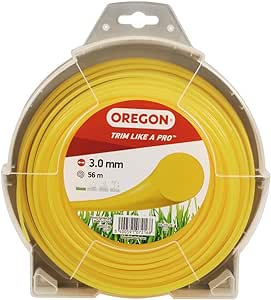 Oregon - Fil Coupe-Bordure en Nylon Pour Débroussailleuse et Coupe Bordure, Entretien de Jardin et Bricolage, Taille Universelle, Tout Usage, Fil Rond, Bobine 3 mm x 56 m, Couleur Jaune (69-370-YE)