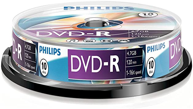 Philips DVD-R DM4S6B10F/00 - DVD RW vírgenes (4,7 GB, DVD-R, 120 min, 16x)