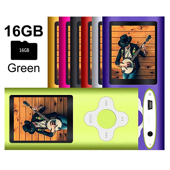 G.G.Martinsen MP3/MP4 Player with a 16GB Micro SD Card, Mini USB Port 1.8 LCD, Digital Music Player, Media Player, MP3 Player, MP4 Player, Support Photo Viewer- Green