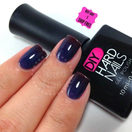 DIY Hard Nails Color Changing Gel Nail Polish, Blue Bombay, 0.33 oz. with E-Book Guide