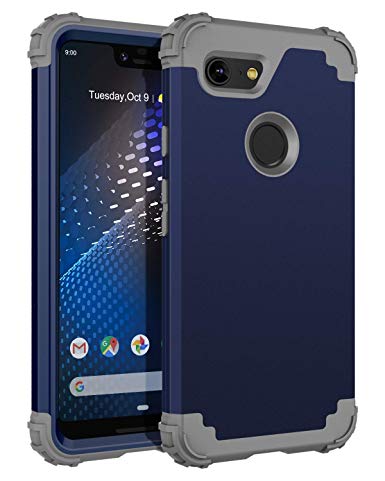 BENTOBEN Case for Google Pixel 3 XL, 3 in 1 Heavy Duty Full Body Protective Hybrid Hard PC Soft Rubber Rugged Bumper Shockproof Anti Slip Durable Sturdy Phone Covers for Google Pixel 3 XL, Navy Blue