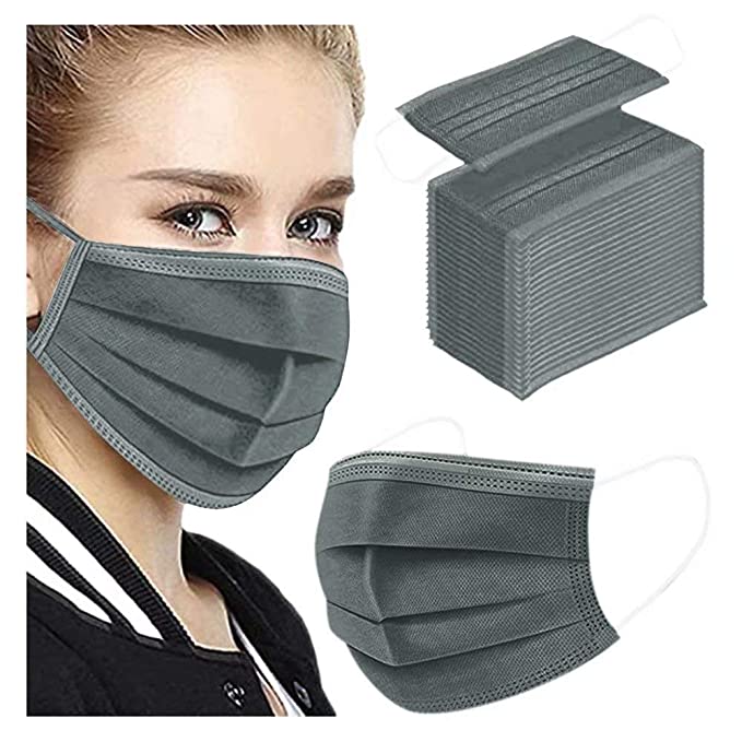 Gray 3-Ply 50Pcs Disposable Breathable Mack Dust Proof Safety Health Filter for Protection