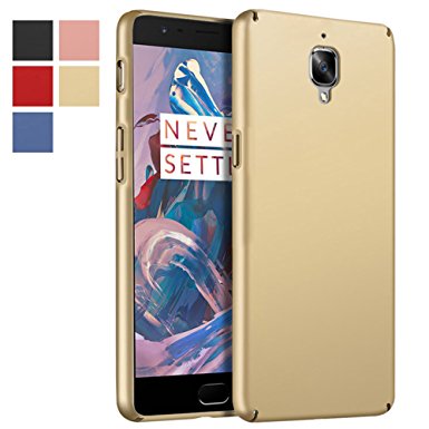 OnePlus 3 Case, OnePlus 3T Case, MicroP(TM) Super Frosted Shield Hard Case Cover Compatible OnePlus 3 -Retail Packaging (Golden Full edging Hard Case)