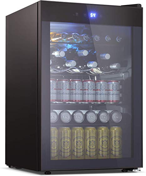 Tavata Beverage Refrigerator and Cooler - 4.5 Cu. Ft. Drink Fridge with Glass Door for Soda, Beer or Wine - Small Beverage Center with 5 Removable Shelves for Office/Man Cave/Basements/Home Bar (4.5 Cu.Ft)