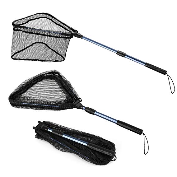 Magreel Fishing Landing Net Telescope Foldable Collapsible Extensible for Bird Fish Catch Release Lightweight Portable Aluminum Alloy Frame