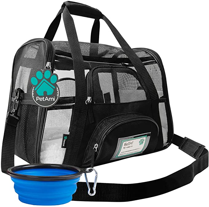 PetAmi Premium Airline Approved Soft-Sided Pet Travel Carrier | Ideal for Small - Medium Sized Cats, Dogs, and Pets | Ventilated, Comfortable Design with Safety Features (Small, Clear)