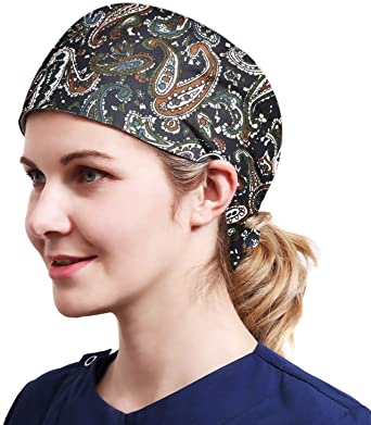 Alex Vando One Size Working Cap with Sweatband Adjustable Tie Back Hats Printed for Women