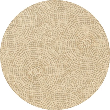 Fitted Vinyl Tablecloth - Fits 40 to 48 in. tables (Beige Mosaic)