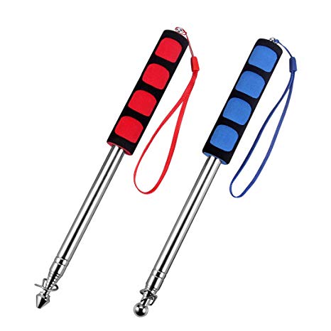 Guide Flag Pole, BonyTek Telescoping Stainless Steel Guide Flagpole Teaching Pointer for Tour Guides Tour Groups Travel Marchers Flags Banners Teachers (47'' and 55'' 2 Pack Flagpoles)