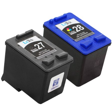 LxTek Remanufactured Ink Cartridge Replacement For HP 27 and HP 28 1 Black  1 Tri-Color C8727AN C8728AN