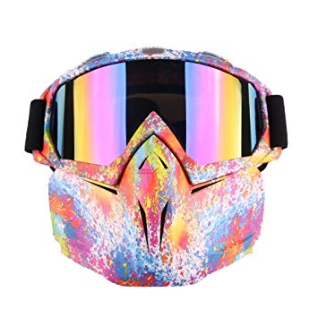 Motorcycle Goggles Mask Detachable, Harley Style Protect Padding Helmet Sunglasses, Road Riding UV Motorbike Glasses (Graffiti)