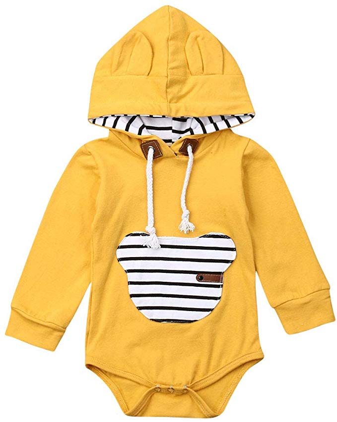 BMNMSL Baby Boy Hoodie Romper Long Sleeve Newborn Infant Cotton Jumpsuit Bodysuit 0-12 Months Clothes