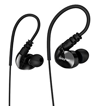 tongxin IPX4 Waterproof Sports Headphones Wired Over Ear In Ear Headsets Noise Isolation Corded Earbuds Enhanced Bass Stereo Earphones with Microphone and Remote for Running Jogging Gym (black)