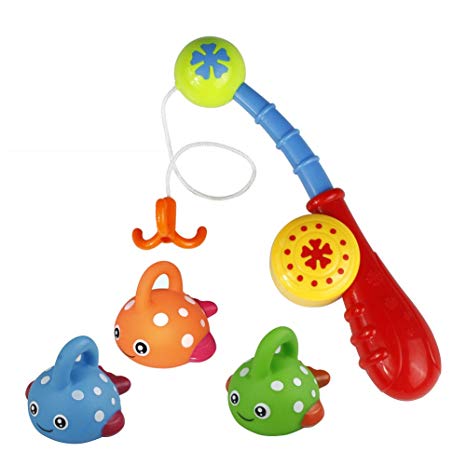 Bath Toy Fishing Game with Cute Spotted Fish and Fishing Rod Best Gift for Children Boys Girls Bathtub Fun Time