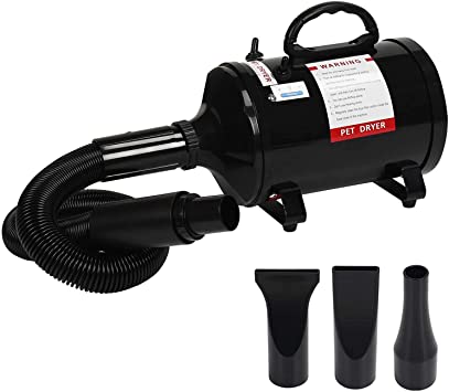 Display4top 2800W Variable Speed Pet Hair Dryer, Motorcycle Power Dryer, Portable Car Dryer,Bike Dryer Blower&Blaster with 2 Gear Temperature and Flexible Hose,has 3 nozzle options (Black)