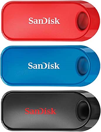 SanDisk 32GB Cruzer Snap USB Flash Drive, 3-pack, Black/Blue/Red