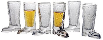 Circleware Kickback Cowboy Boot Shot Glasses, Set of 6, 1.5 oz., Clear