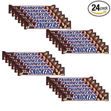 SNICKERS Peanut Filled Milk Chocolate Bar, 22gram (Pack of 24)