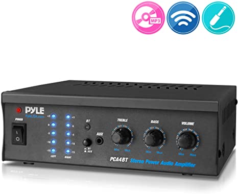 Bluetooth Audio Speaker Power Amplifier - Portable Dual Channel Surround Sound Stereo Receiver - for Amplified Subwoofer Speakers, DVD, MP3, iPhone, Computer, Theater Via 3.5mm RCA - Pyle PCA4BT