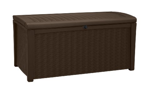 Keter Plastic Deck Storage Container Box Outdoor Patio Garden Furniture 110 Gal, Brown