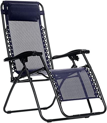 AmazonBasics Zero Gravity Reclining Lounge Portable Chair, Blue