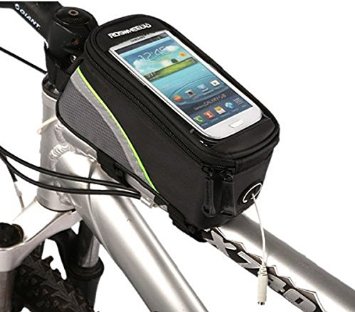 ArcEnCiel Bicycle Tube Frame Cycling Pannier Water Resistant Bike Bag and 55 inch Mobile Phone Screen Touch Holder