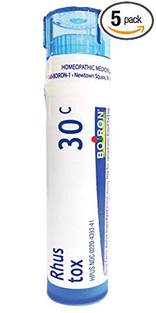 Boiron Rhus Toxicodendron 30C, 5 Pack of 80-Pellet Tubes, Homeopathic Medicine for Joint Pain