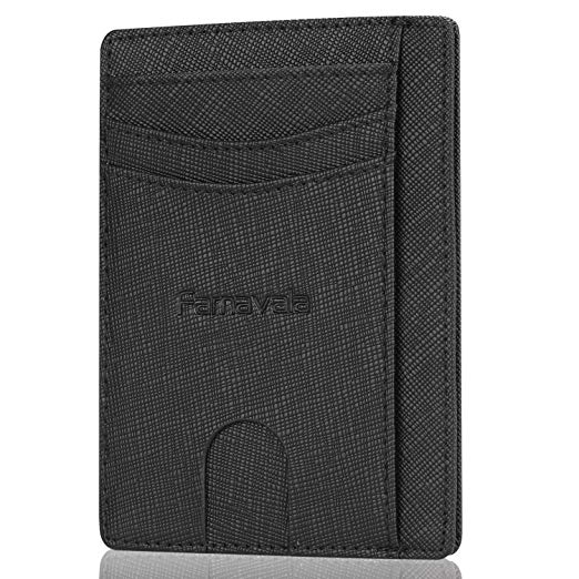 Famavala Newest Minimalist Genuine Leather RFID Blocking Front Pocket Wallet