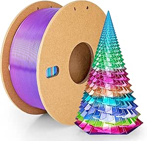 Silk Rainbow PLA Filament 1.75mm Silk PLA 3D Printer Filament Shiny Fast Color Changing Gradient Filament 3D Printing Filament Fit Most FDM Printers, 500g Spool(1.1lbs), Blue Series